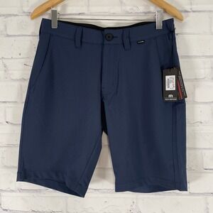 Travis Matthew Shorts Men's Size 28 Blue Golfing 11" Inseam Stretch Starnes NWT